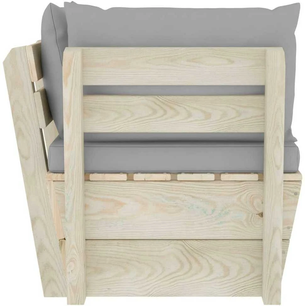 Kampinė sodo sofa iš palečių su pagalvėlėmis, impregnuota eglė