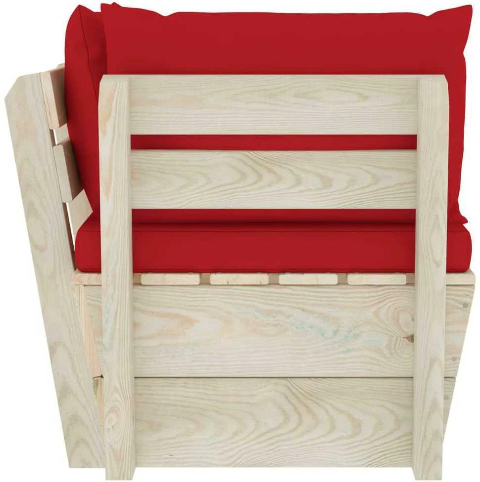 Kampinė sodo sofa iš palečių su pagalvėlėmis, impregnuota eglė