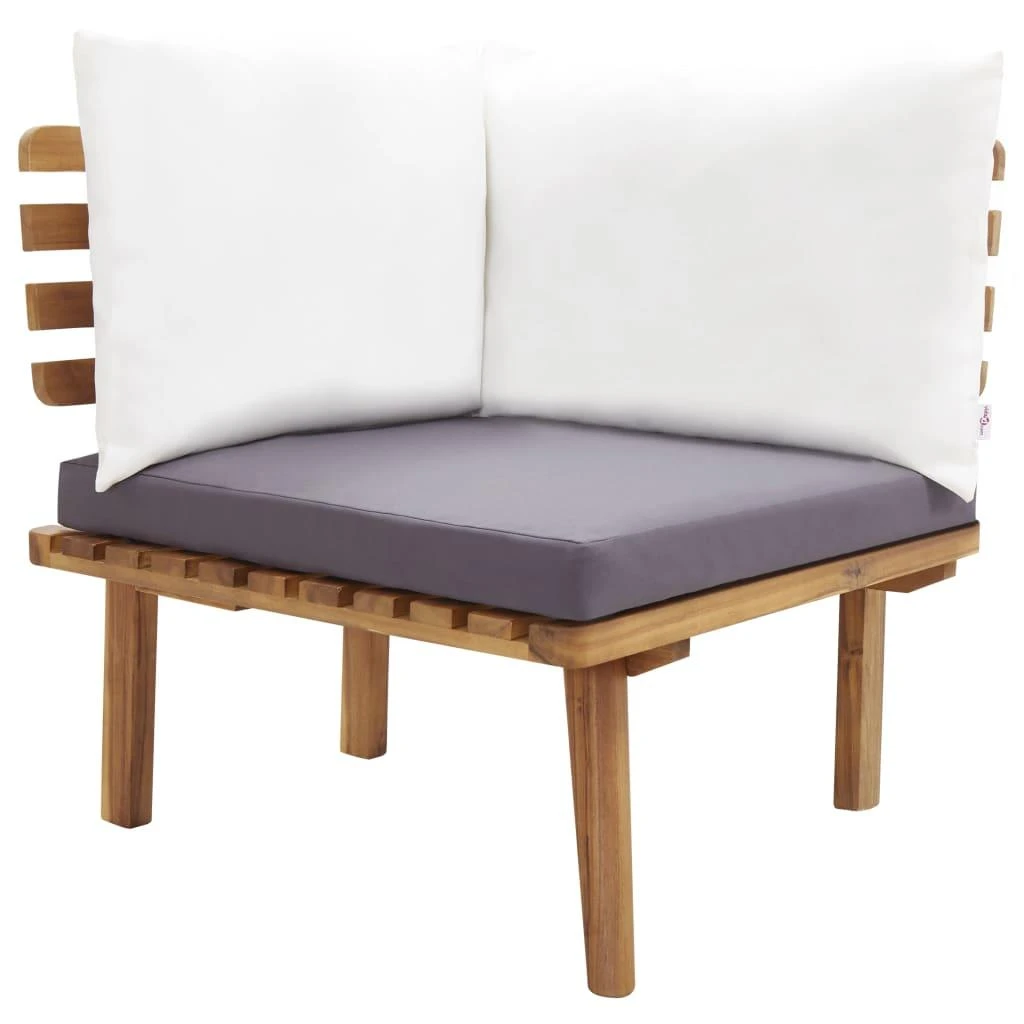 Kampinė sodo sofa su pagalvėlėmis, akacijos medienos masyvas