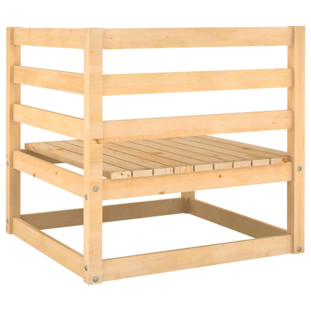 Kampinė sodo sofa su pilkomis pagalvėlėmis, pušies masyvas