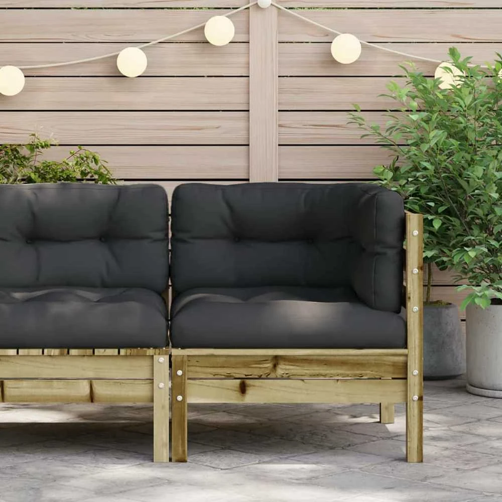 Sofa Kampinė sodo sofos dalis su pagalvėlėmis, impregnuota pušis