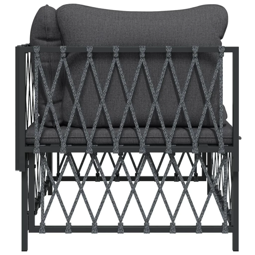 Kampinė sodo sofos dalis su pagalvėlėmis, antracito, audinys