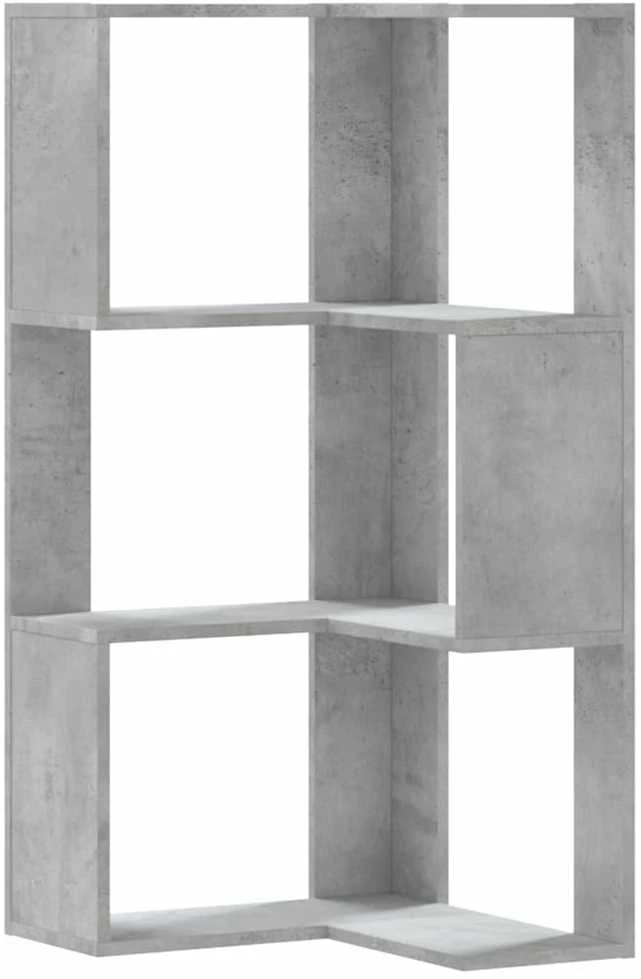 Kampinė spinta, 3 aukštų, betono pilkos, 50x50x102cm, mediena