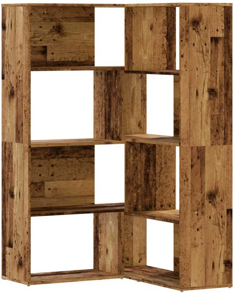 Kampinė spinta, 4 aukštų, medienos, 85x85x140cm, mediena