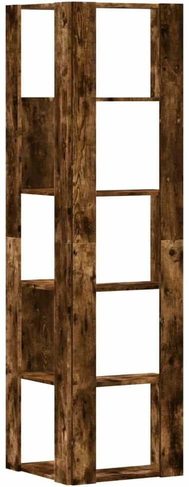 Kampinė spinta, 5 aukštų, dūminė ąžuolo, 50x50x179cm, mediena