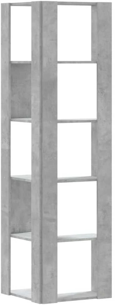 Kampinė spinta, 5 aukštų, pilkos betono, 50x50x179cm, mediena