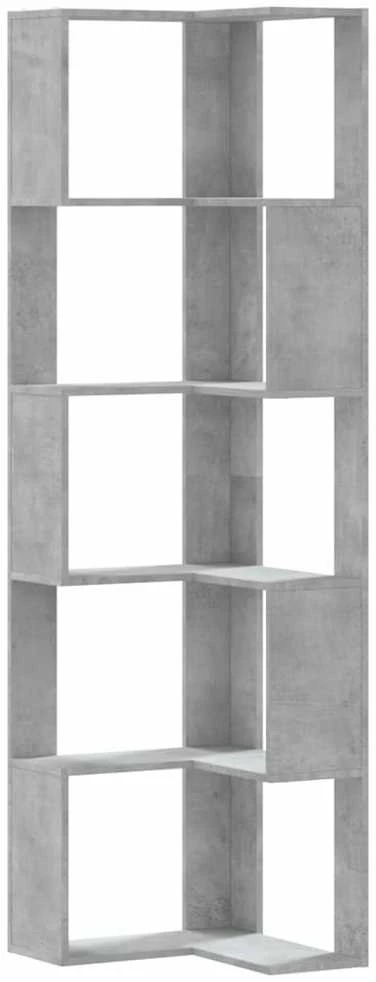 Kampinė spinta, 5 aukštų, pilkos betono, 50x50x179cm, mediena
