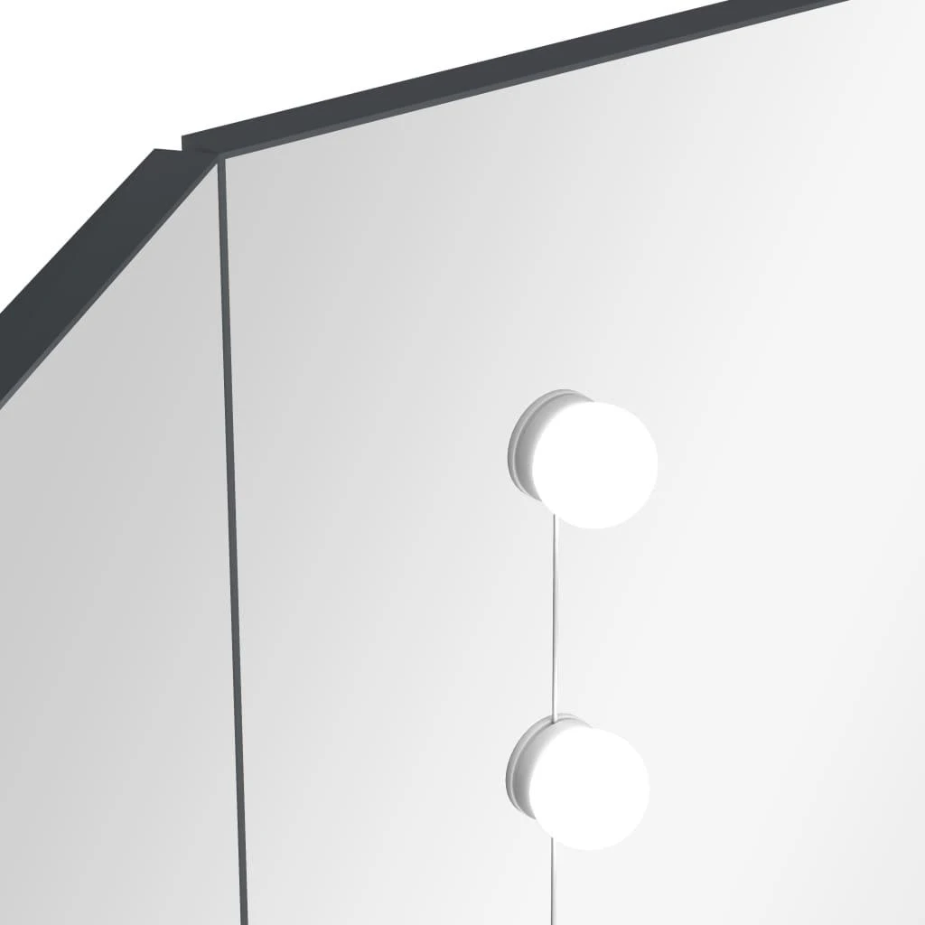 Kampinis kosmetinis staliukas su LED, pilkas, 111x54x141,5cm