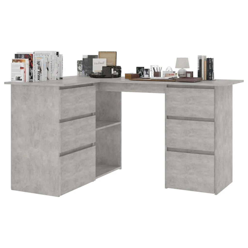 Kampinis rašomasis stalas, betono, 145x100x76cm, mediena