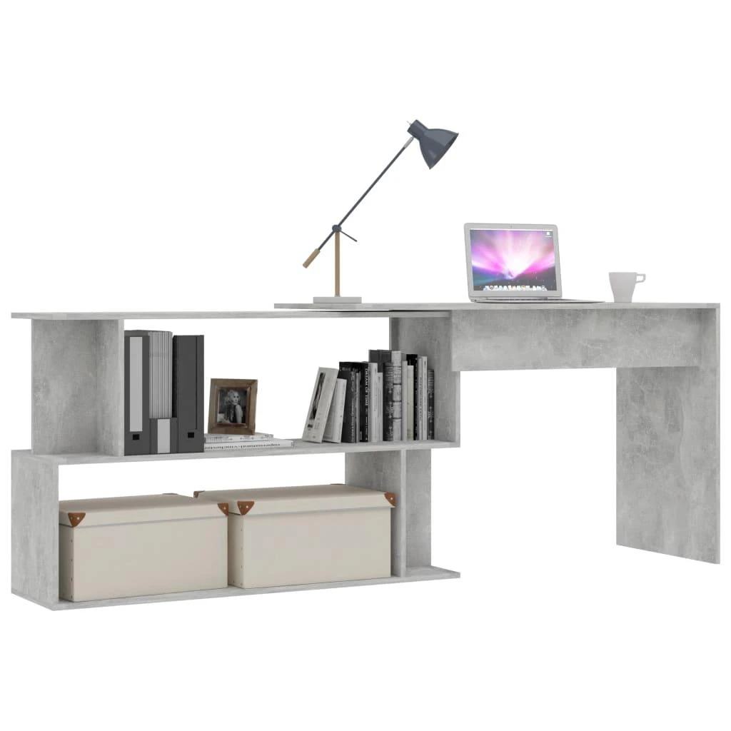 Kampinis rašomasis stalas, betono, 200x50x76cm, mediena
