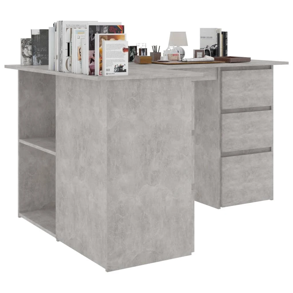 Kampinis rašomasis stalas, betono, 145x100x76cm, mediena