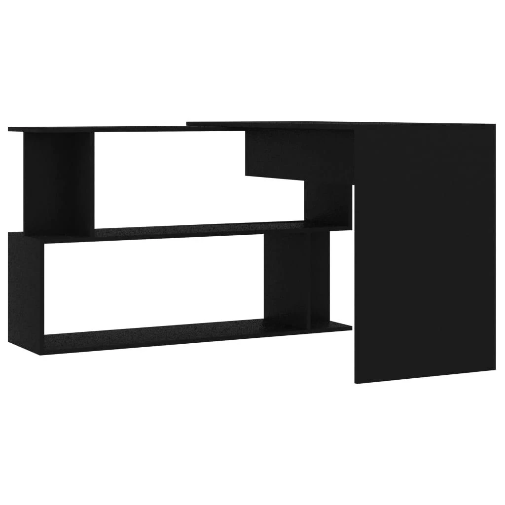 Kampinis rašomasis stalas, juodas, 200x50x76cm, mediena