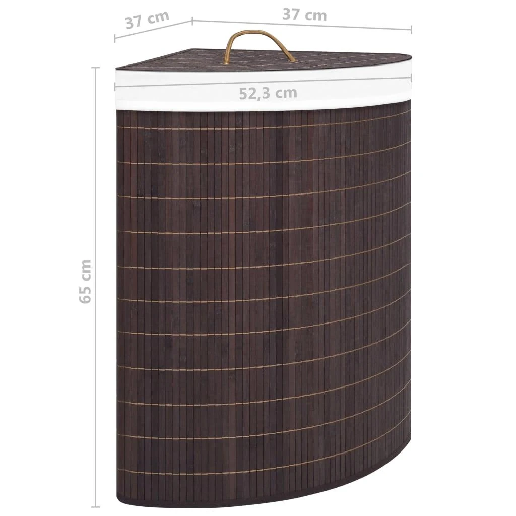 Kampinis skalbinių krepšys, rudos spalvos, bambukas, 60l