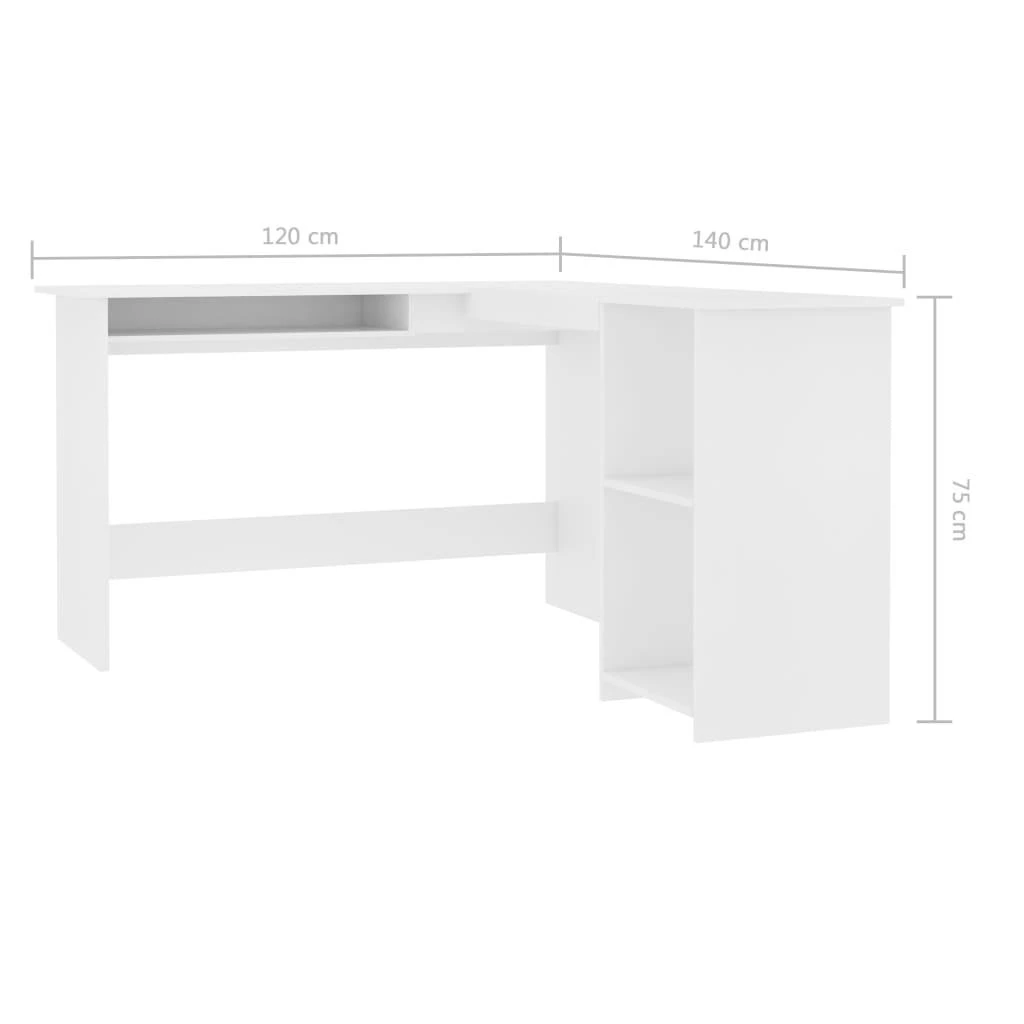 Kampinis stalas, baltas, 120x140x75cm, mediena, L formos