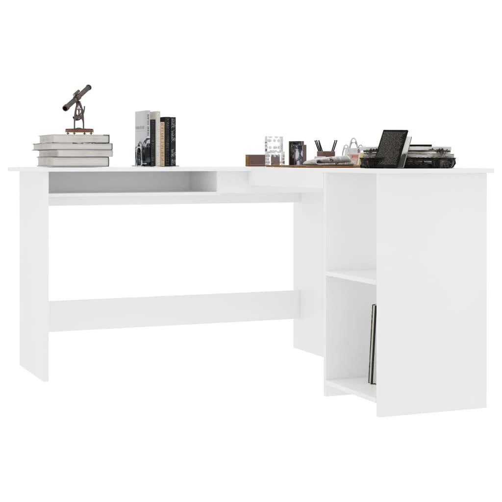 Kampinis stalas, baltas, 120x140x75cm, mediena, L formos