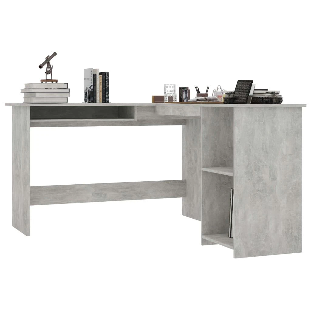 Kampinis stalas, betono, 120x140x75cm, mediena, L formos
