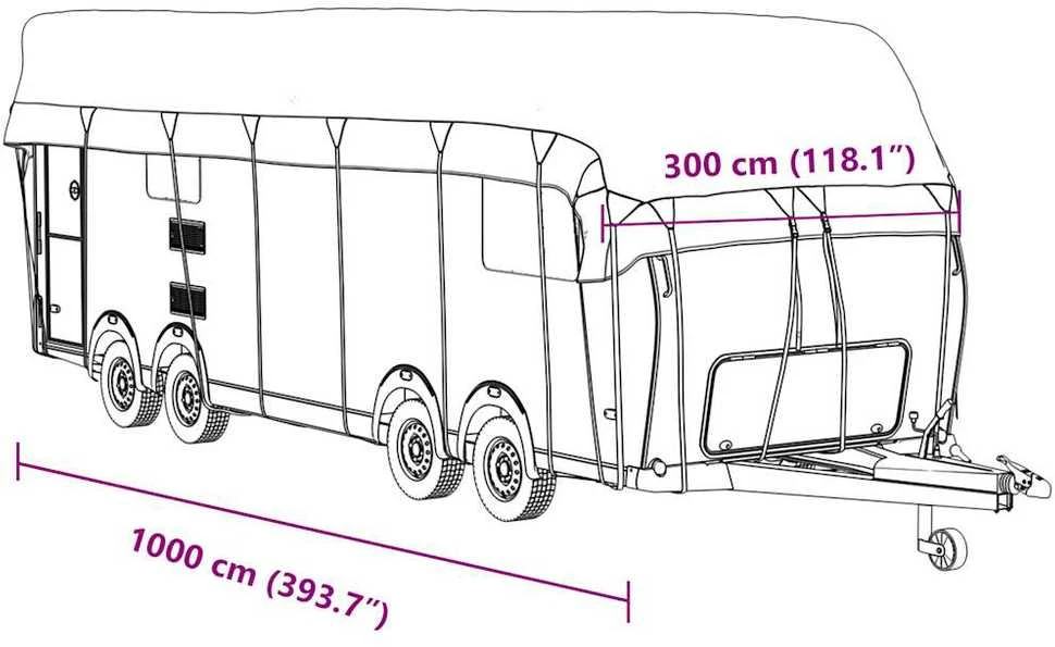 Karavano stogo dangtis, pilkas, 1000x300cm, neaustinis audinys