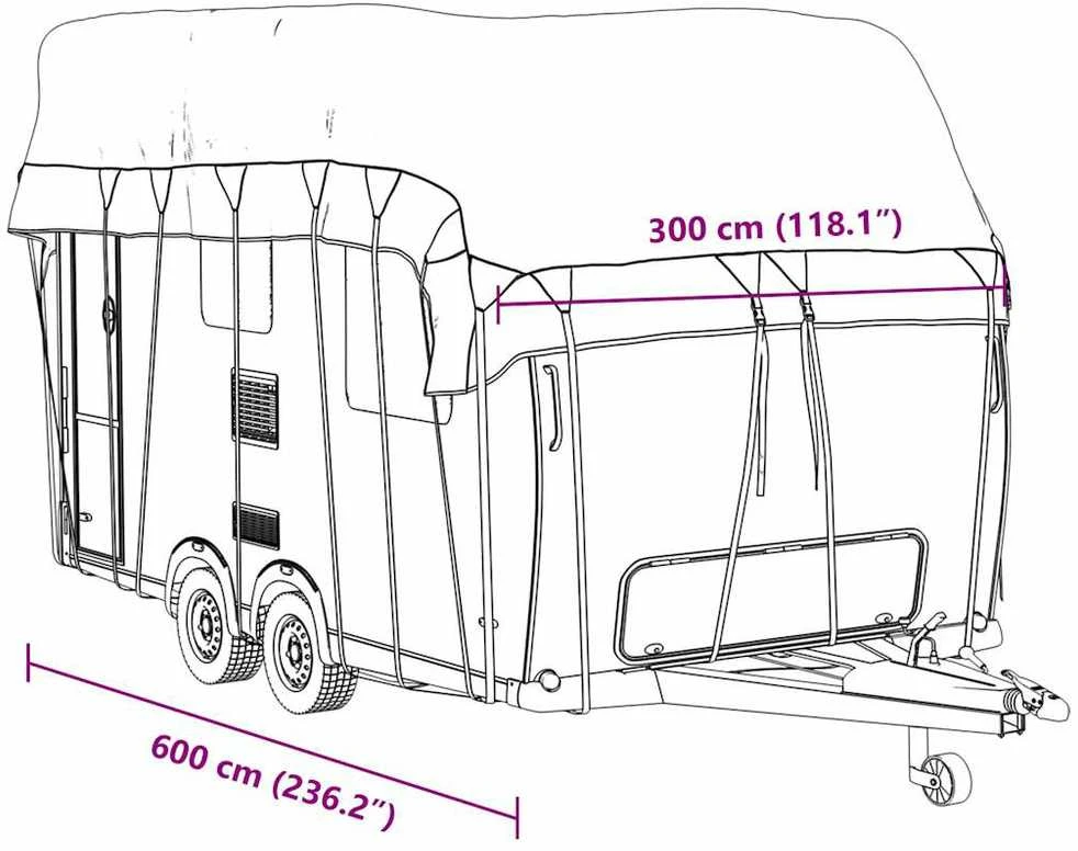 Karavano stogo dangtis, pilkas, 600x300cm, neaustinis audinys