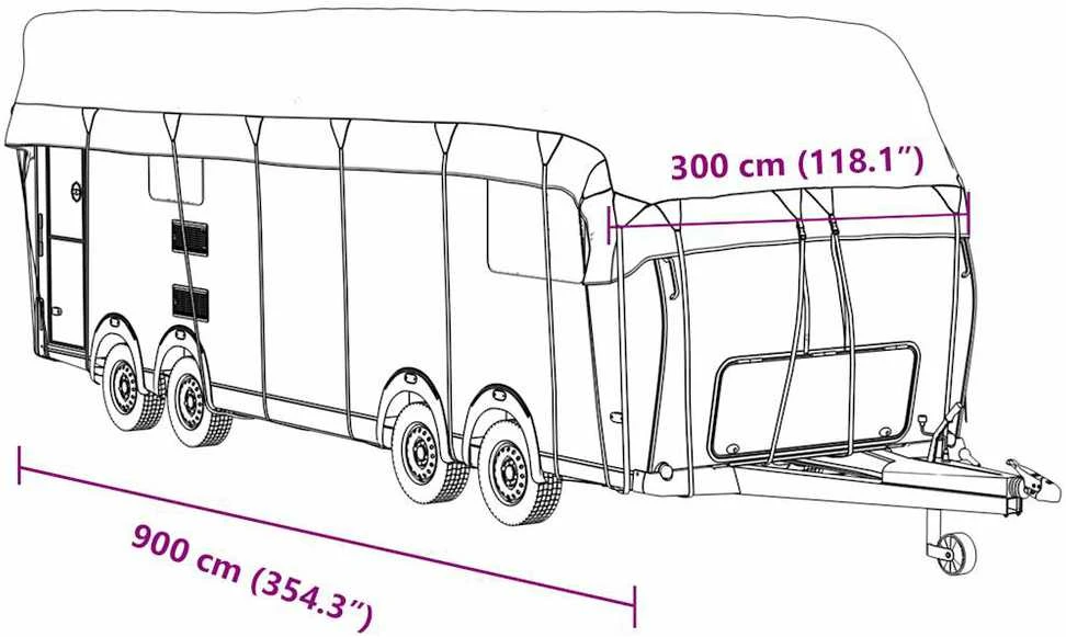 Karavano stogo dangtis, pilkas, 900x300cm, neaustinis audinys