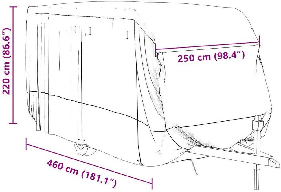 Karavano užvalkalas, pilka, 460x250x220cm, neaustinis audinys