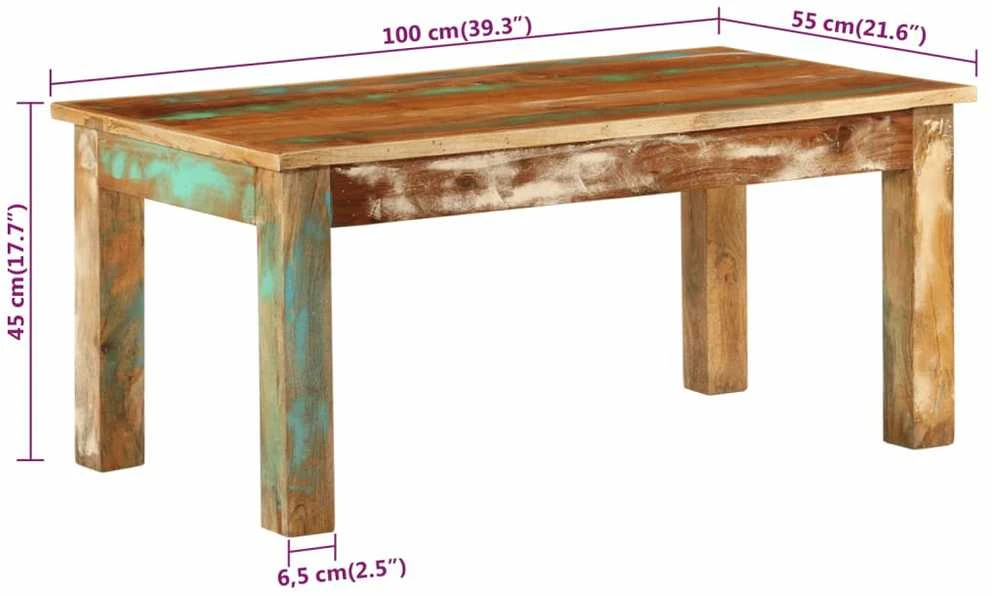 Kavos staliukas, 100x55x45cm, perdirbtos medienos masyvas