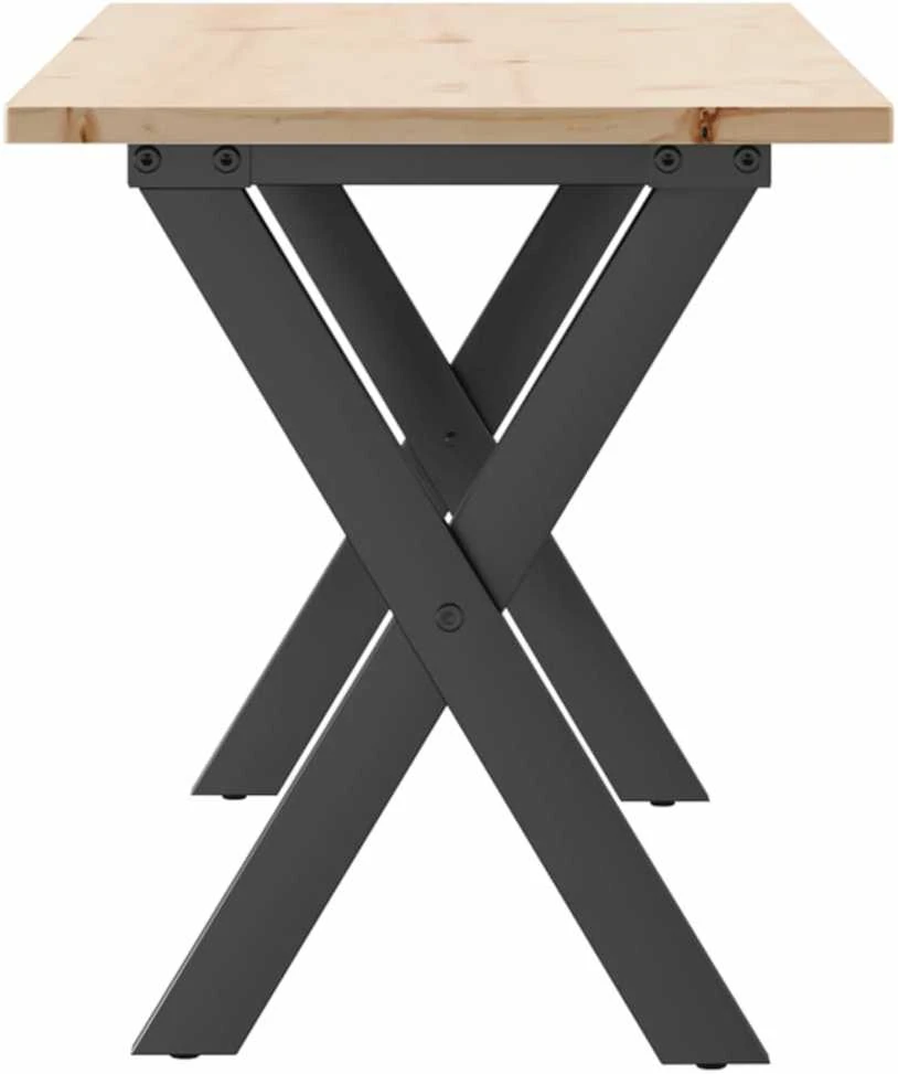 Kavos staliukas, 110x40x45cm, pušis ir ketus, X formos rėmas