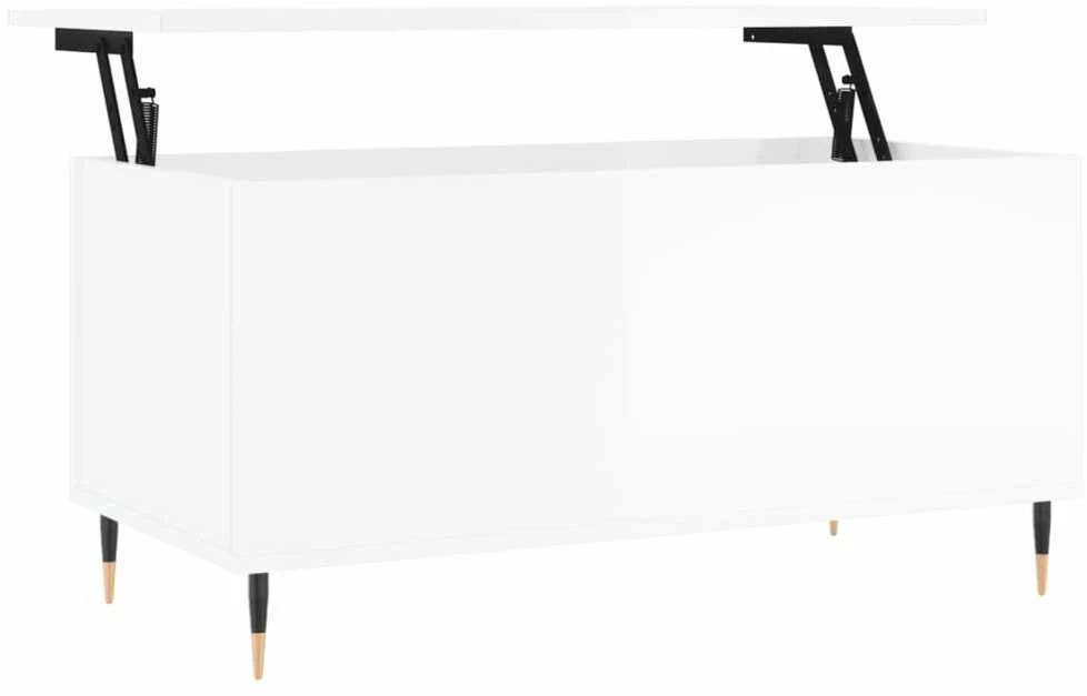 Kavos staliukas, baltas, 90x44,5x45cm, mediena, blizgus