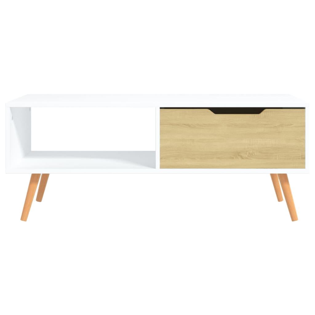 Kavos staliukas, baltos ir ąžuolo spalvos, 100x49,5x43cm, MDP