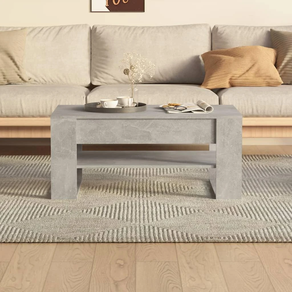 Kavos staliukas, betono pilkas, 102x55x45cm, apdirbta mediena