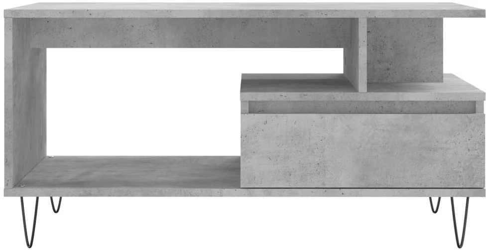 Kavos staliukas, betono pilkas, 90x49x45cm, apdirbta mediena