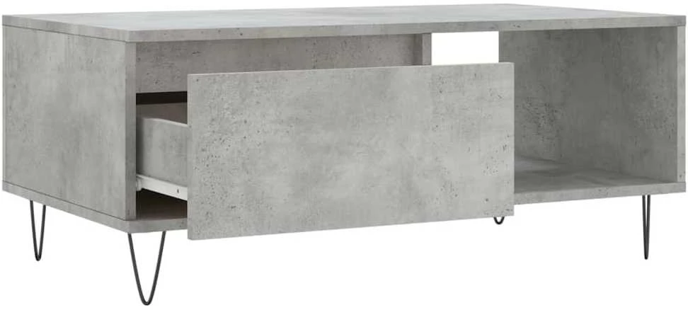 Kavos staliukas, betono pilkas, 90x50x36,5cm, apdirbta mediena