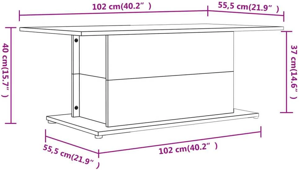 Kavos staliukas, betono pilkos spalvos, 102x55,5x40cm, MDP