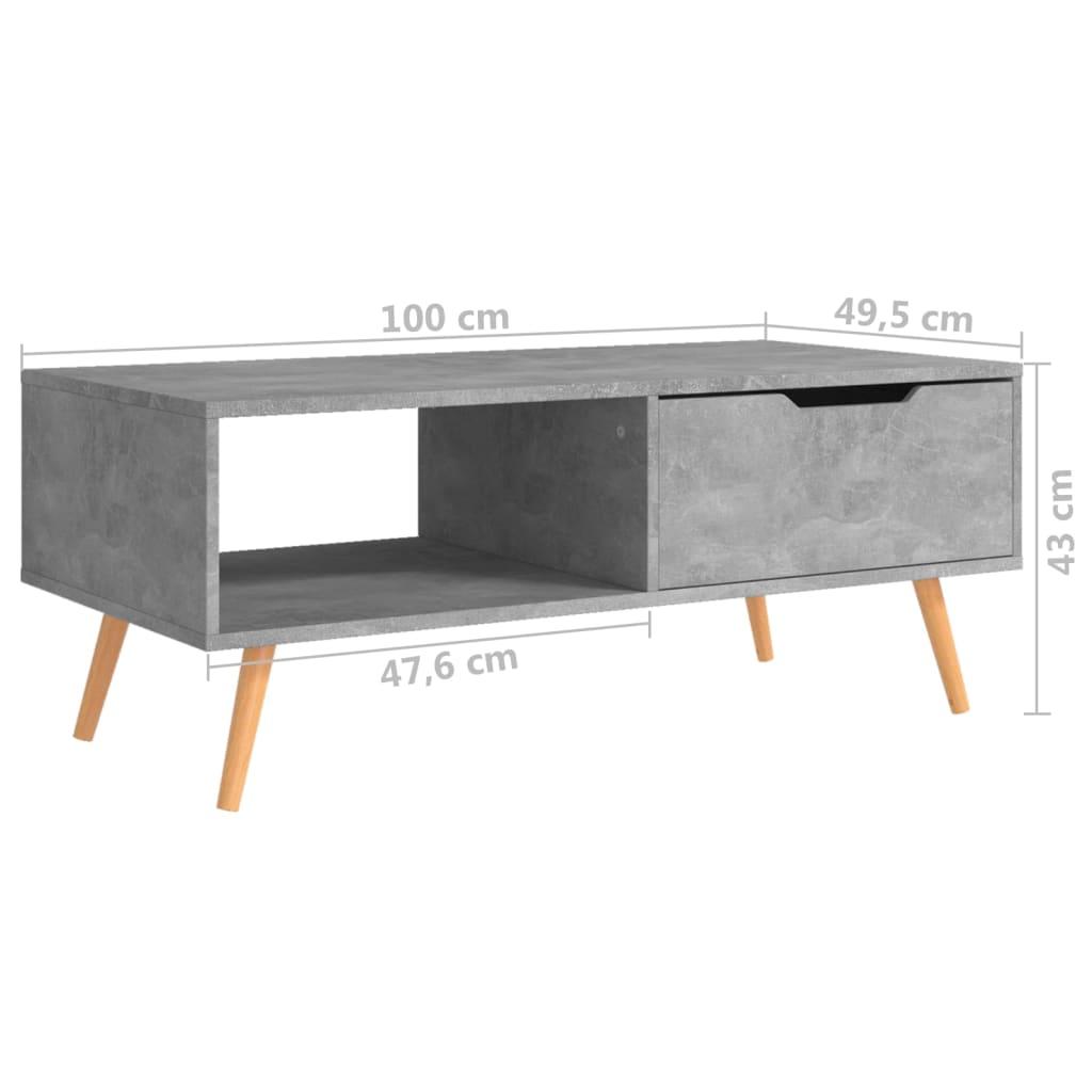 Kavos staliukas, betono pilkas, 100x49,5x43cm, apdirbta mediena