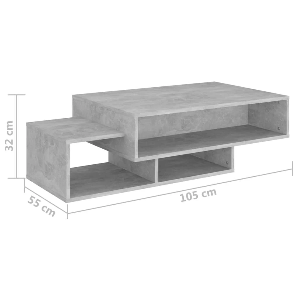 Kavos staliukas, betono pilkas, 105x55x32cm, apdirbta mediena