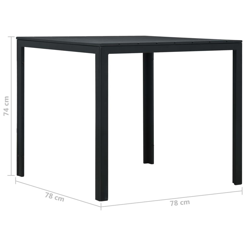 Kavos staliukas, juodas, 78x78x74cm, HDPE, medienos imitacija