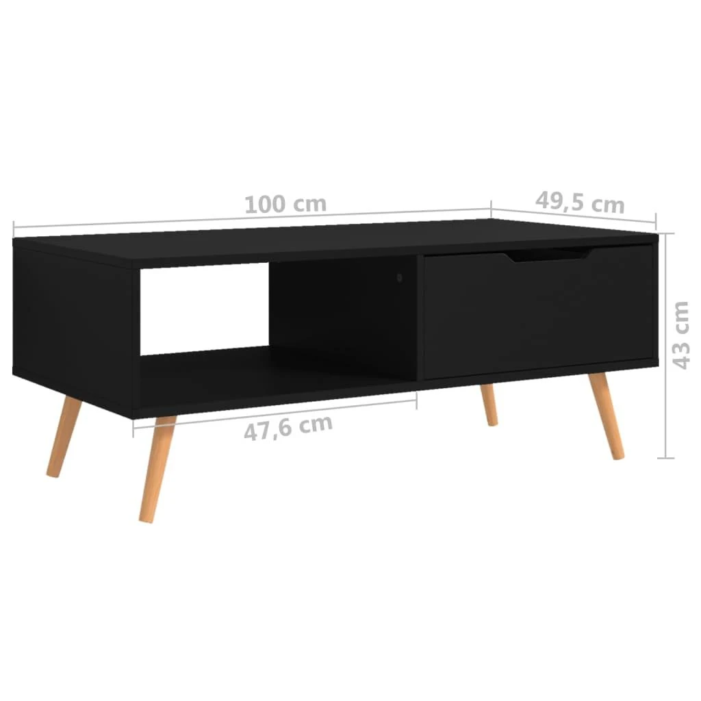 Kavos staliukas, juodas, 100x49,5x43cm, apdirbta mediena