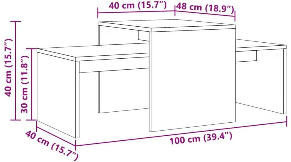 Kavos staliukas, medienos, 100x48x40cm, apdirbta mediena