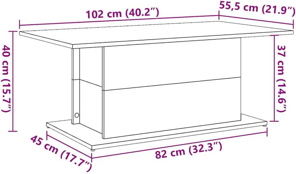 Kavos staliukas, medienos, 102x55,5x40cm, apdirbta mediena