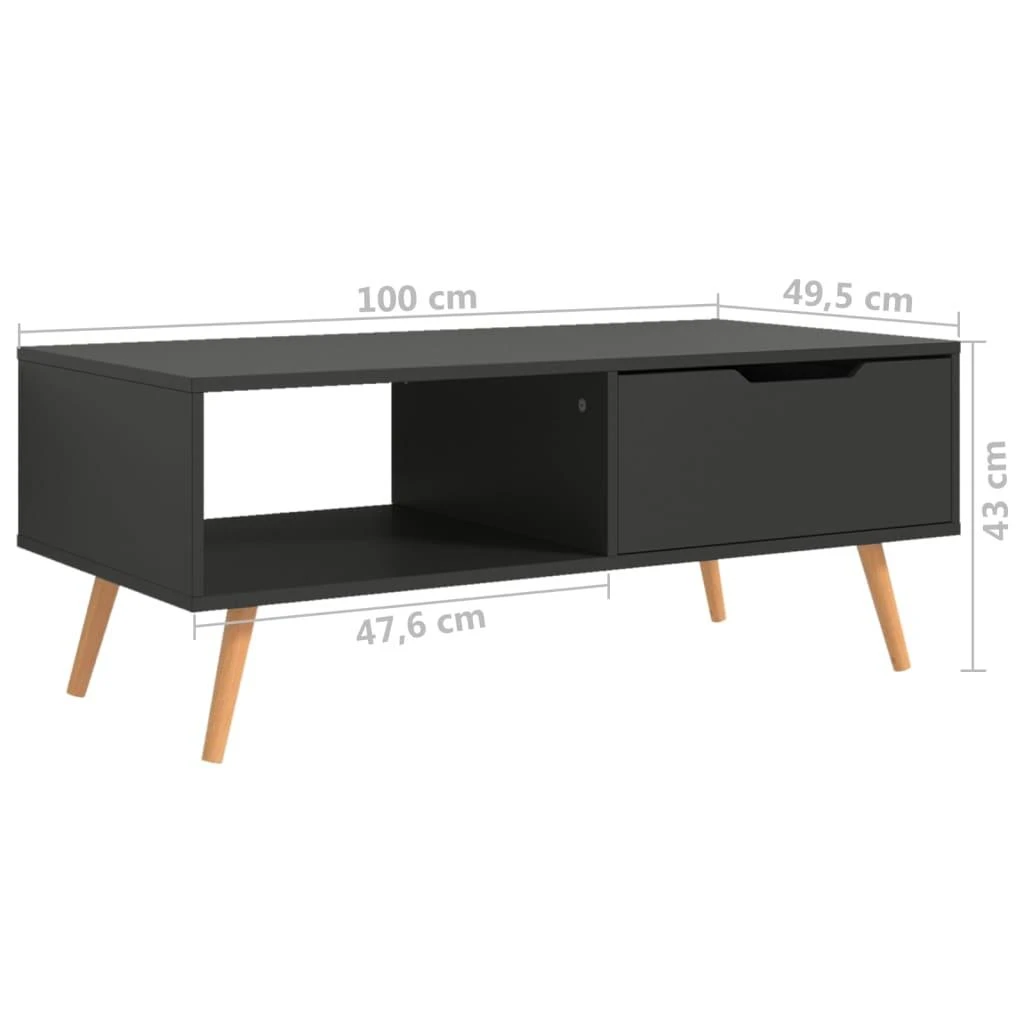 Kavos staliukas, pilkas, 100x49,5x43cm, apdirbta mediena