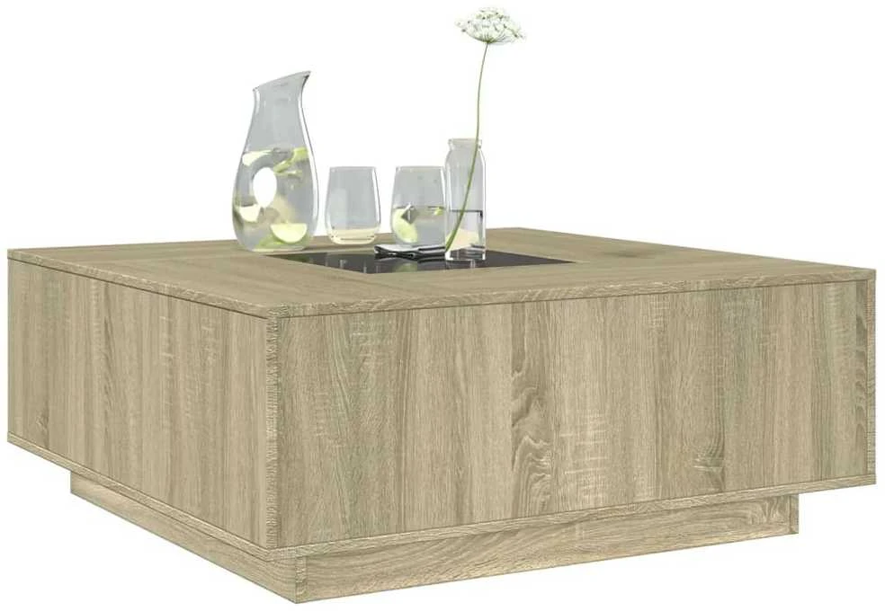 Kavos staliukas su Infinity LED, ąžuolo, 100x100x40cm