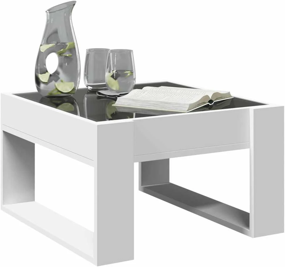 Kavos staliukas su Infinity LED lemputėmis, baltas, 50x53x30cm