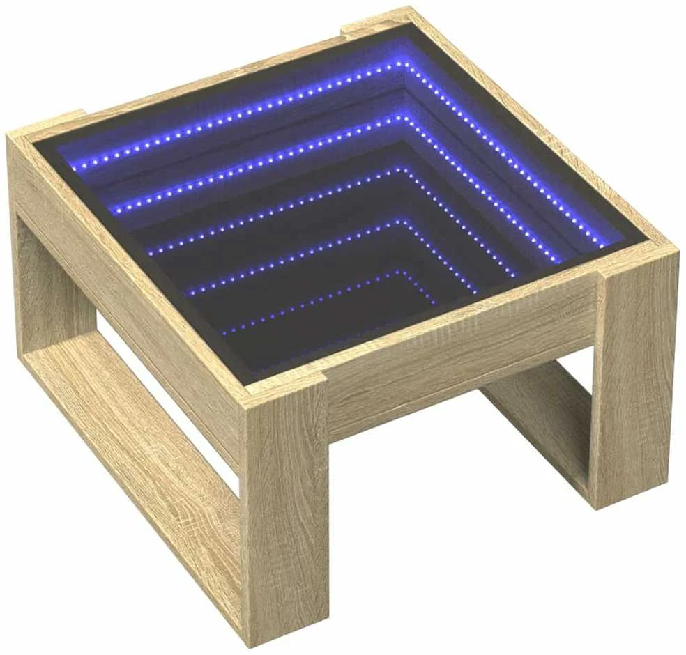 Kavos staliukas su Infinity LED lemputėmis, ąžuolo, 50x53x30cm