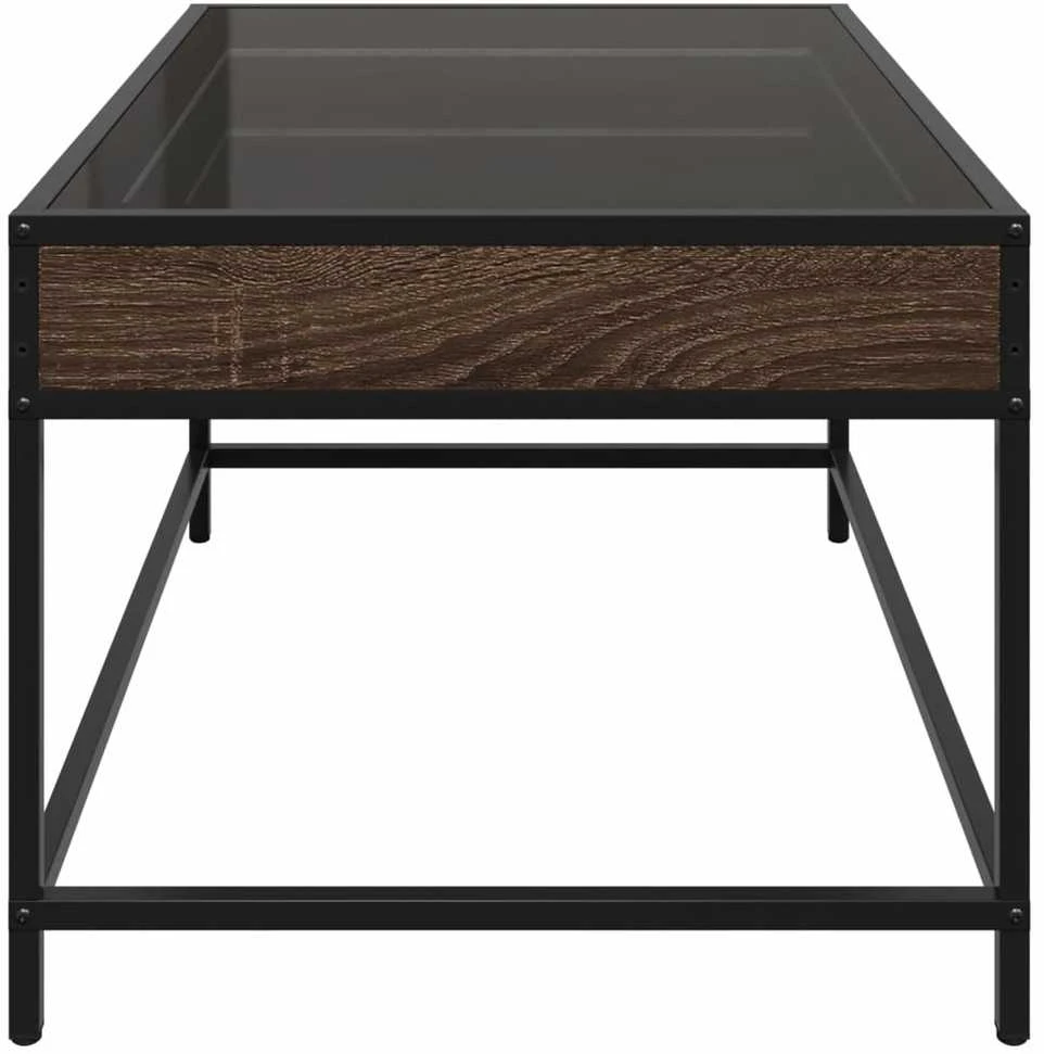 Kavos staliukas su Infinity LED lemputėmis, rudas, 70x50x41cm