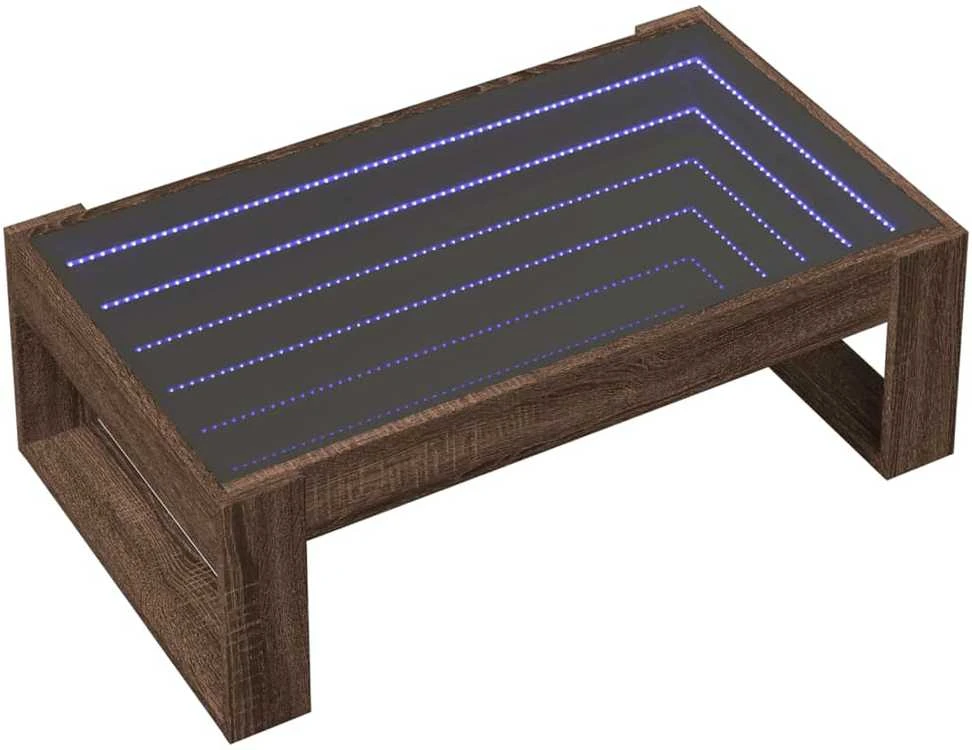 Kavos staliukas su Infinity LED lemputėmis, rudas, 90x53x30cm
