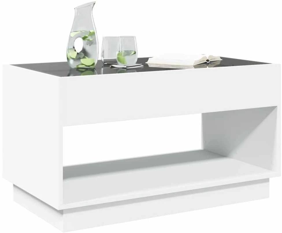 Kavos staliukas su Infinity LED lemputėmis, baltas, 90x50x50cm