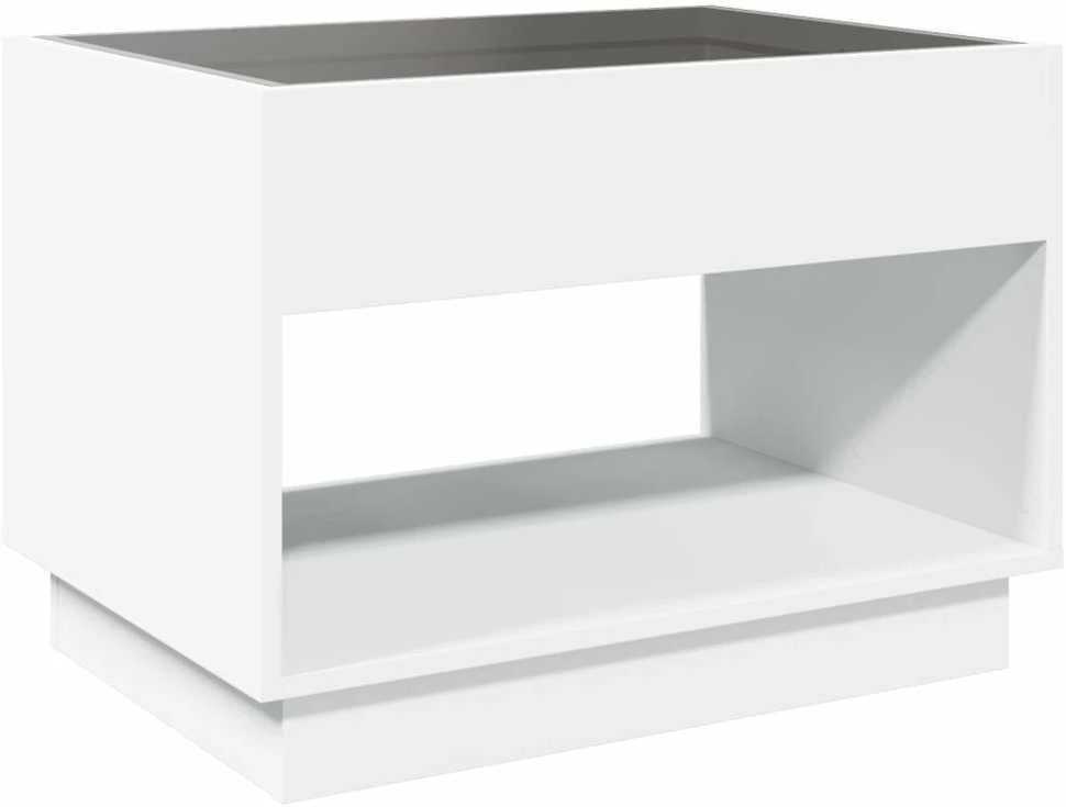 Kavos staliukas su Infinity LED lemputėmis, baltas, 70x50x50cm