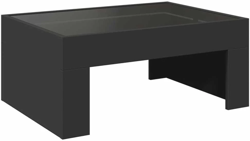 Kavos staliukas su Infinity LED lemputėmis, juodas, 70x50x30cm