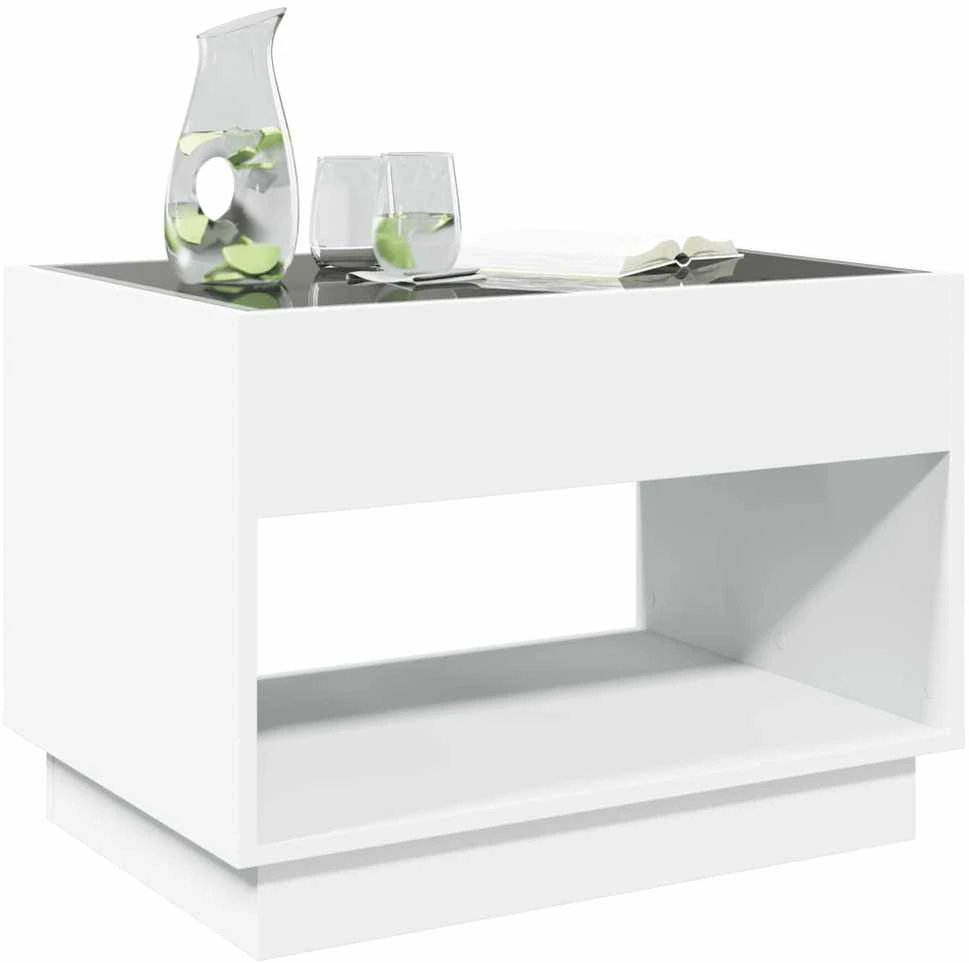 Kavos staliukas su Infinity LED lemputėmis, baltas, 70x50x50cm