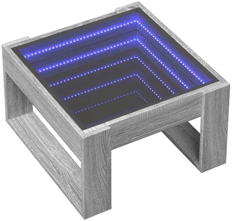 Kavos staliukas su Infinity LED lemputėmis, pilkas, 50x53x30cm