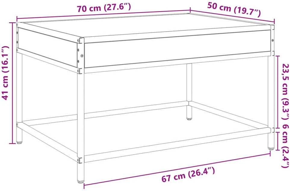 Kavos staliukas su Infinity LED lemputėmis, juodas, 70x50x41cm